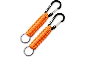 REHTAEL Carabiner Key Chain for Men/Women, Military Braided Paracord Keychain w/Hook Clip D Ring, Heavy Duty Parachute Key Lanyard for Car Keys/Backpack/Knife, Camping/Hiking/Fishing Outdoor Gear 2Pcs