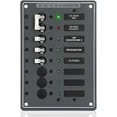 AC Main 6-Position Circuit Breaker Panel Red LED Reverse Polarity Indicator | 6-Position Metal Panel with Pre-Wiring and AC Isolation Back Cover，Ideal for Marine RV Yacht