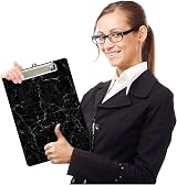 Hnogri A4 Clipboard Plastic Clipboards & Forms Holder Black Marble view 7
