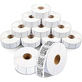 Aegis Adhesives - 1" X 1" Square Direct Thermal Labels (12 Rolls, 1375 Labels/Roll) Multipurpose for QR Codes - Perforated, Compatible with Zebra Desktop Printers - NOT Rollo Compatible