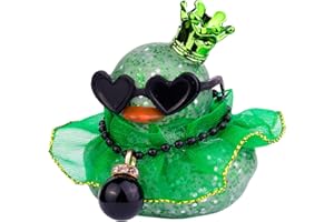 CoFuBcad Rubber Duck Car Dashboard Decoration, Duck Car Ornament with Mini Crown Skirt Necklace Glasses for Cute Car Accessories