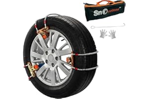 SNOCATENA Snow Chains for Car,SUV,Truck and Pickup,Universal Adjustable Emergency Tire chains,Compatible with Tire Width 205 215 225 235 245 255MM - Set of 6