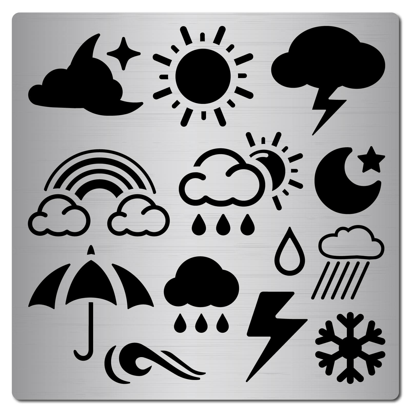GORGECRAFT 6.3 Inch Metal Weather Stencil Rainbow Template Moon Star Rain Drop Clouds Snowflake Stainless Steel Painting Reusable Template for Painting, Wood Burning, Pyrography and Engraving — image 1