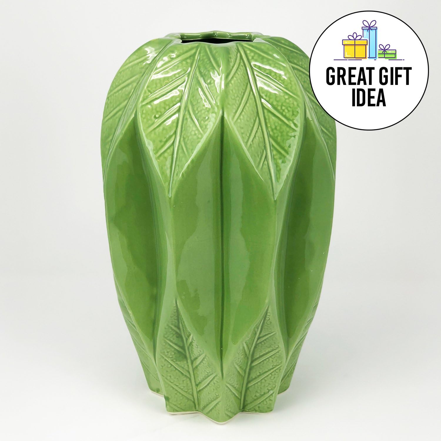 Antico Murano Ceramic Tropical Green Tall Vase