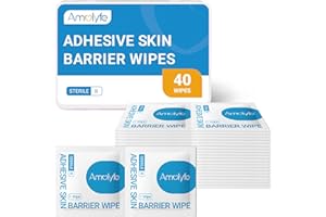Amolyfe Skin Barrier Wipes - 40-Count Protective Skin Prep Wipes in Premium Hinged Tin Box, Enhance Adhesive Longevity & Create Protective Barrier for Reduced Irritation from Bandages and Tapes