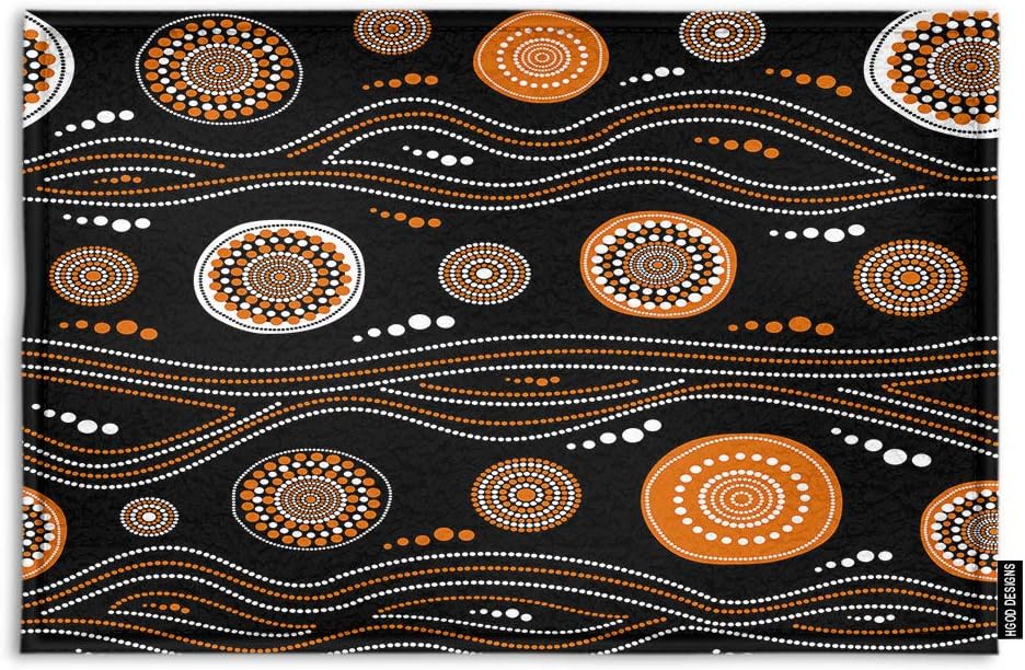 HGOD DESIGNS Aboriginal Doormat, Australian Aboriginalpattern with Orange Dotted