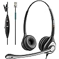 Phone Headset RJ9 with Microphone Noise Cancelling & Volume Controls, Office Telephone Headset Compatible with Polycom Plantronics Avaya ShoreTel Toshiba Digium Nortel Landline Phones, Clear Calls
