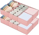DIMJ Set of 8 Drawer Organizers Foldable Dividers for Bras Undies Socks Pink