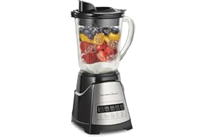Hamilton Beach 58148 Blender to Puree - Crush Ice and Make Shakes and Smoothies - 40 Oz Glass Jar - 12 Functions - Black and 