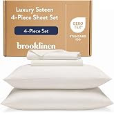 Brooklinen Sateen 4-Pc Sheet Set Hotel-Quality Luxury - Queen, Cream | Buttery-soft 100% long-staple cotton sateen, silky &amp; hotel-quality; softest sheets; breathable &amp; durable; cool &amp; luxurious.