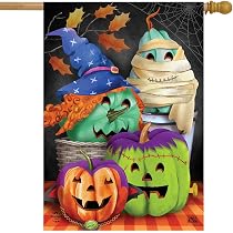 Amazon.com: Bandera de casa de Halloween con calabazas disfrazadas ...