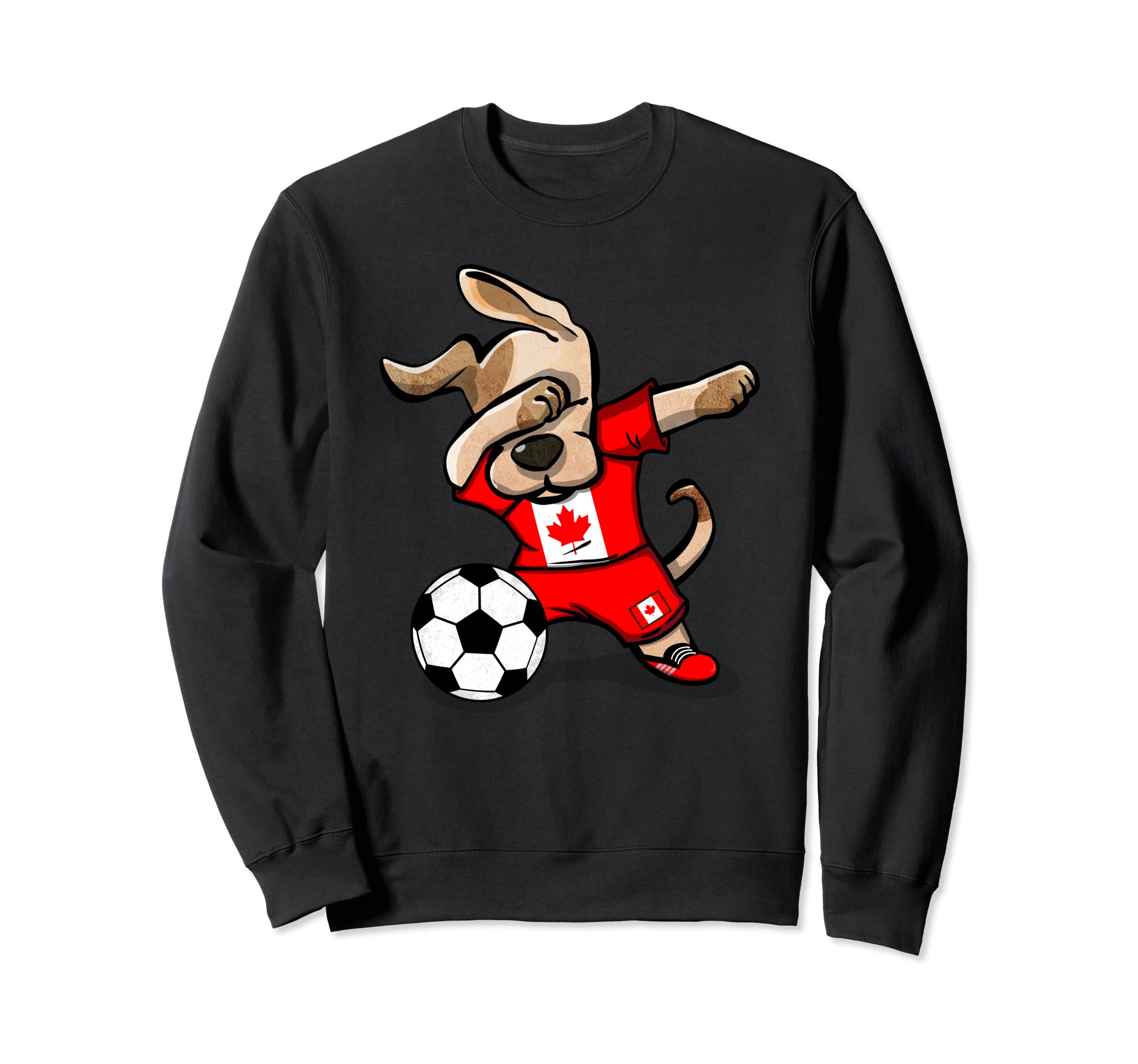 Dabbing Dog Canada Soccer Fans Jersey Canadian Flag Football Sweatshirt