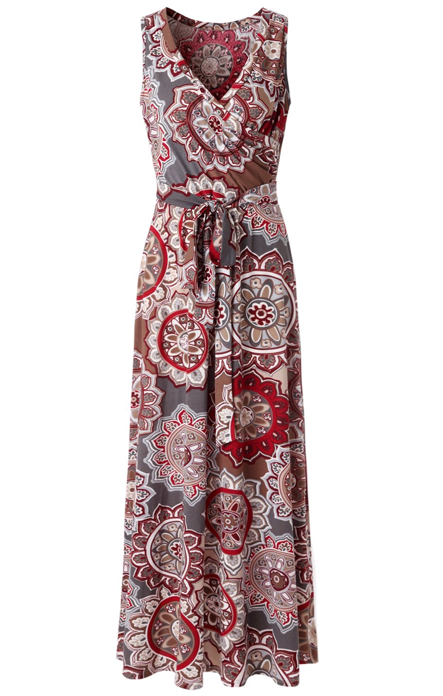 Zattcas Womens Bohemian Printed Wrap Bodice Sleeveless Crossover Maxi