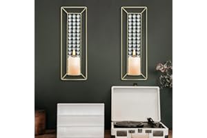 5.9 * 16.5 Inch Rhinestone Candle Sconces Sparkling Crystal Bling Diamonds Metal Wall Candle Holder for Living Room Bedroom H