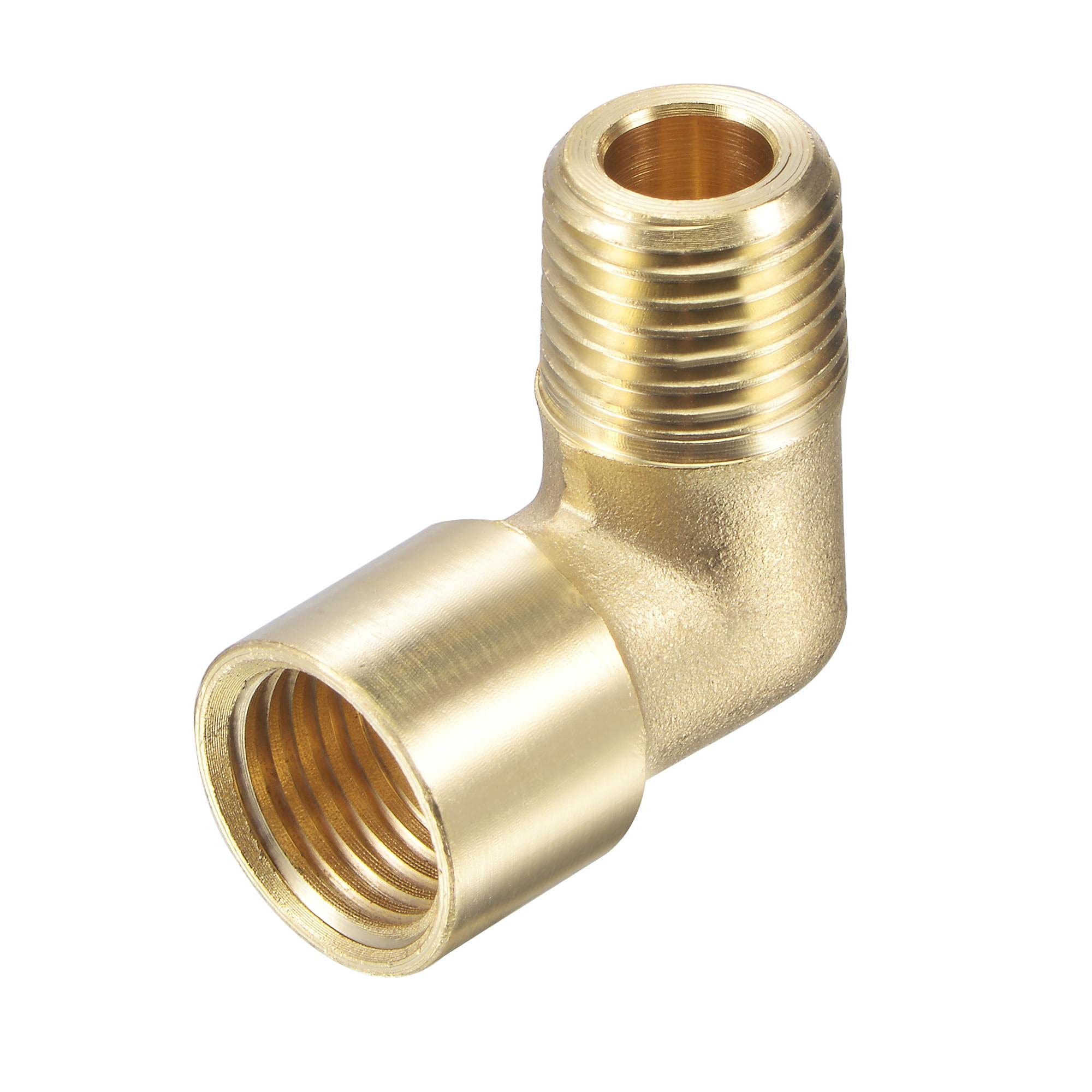 sourcing map Brass Hose Fitting Elbow 1/4 NPT Male to 1/4 NPT Female Thread Pipe Connector Adapter