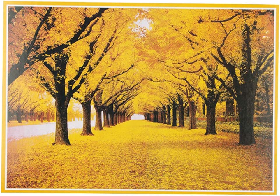 Jigsaw Puzzles 1000 Pieces for Adult, Tranquil Golden Trees Forest Ginkgo Trees Fallen Leaves Fall Deciduous Landscape Jigsaw Puzzles