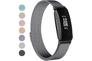 Vanjua for Fitbit Inspire 2 Bands Women Men, Stainless Steel Metal Mesh Loop Adjustable Magnetic Wristband Replacement Strap for Fitbit Inspire 2 / Inspire HR/Inspire Fitness Tracker (Small, Black)