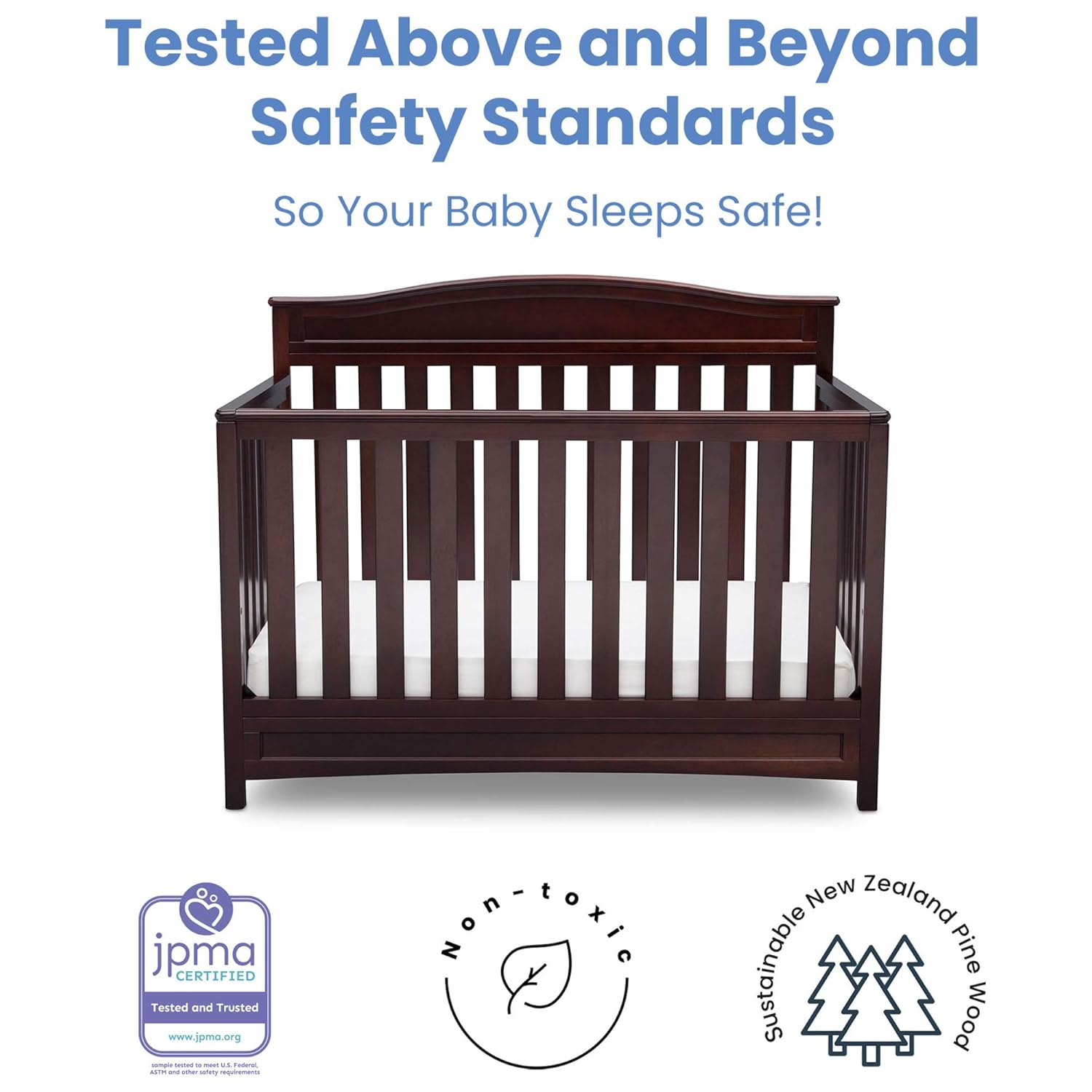 Delta Children Emery 4-in-1 Convertible Crib, Dark Chocolate