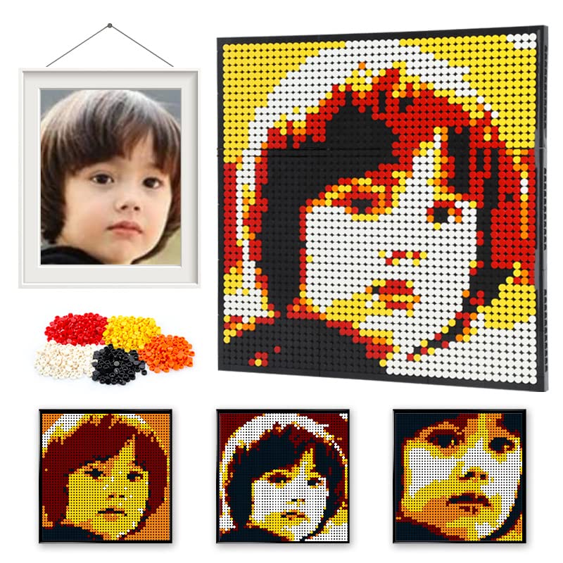 Amalia Personalized Mosaic Portrait Custom Building Kit Pixel Great Wall Art Decoration Customized Your Own Photo Picture-Energetic(L/15.1"x15.1")