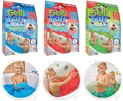 Zimpli Kids 3 x Gelli Baff Bundle Blue Red Green Fun Water Goo Toy Ages 4-9