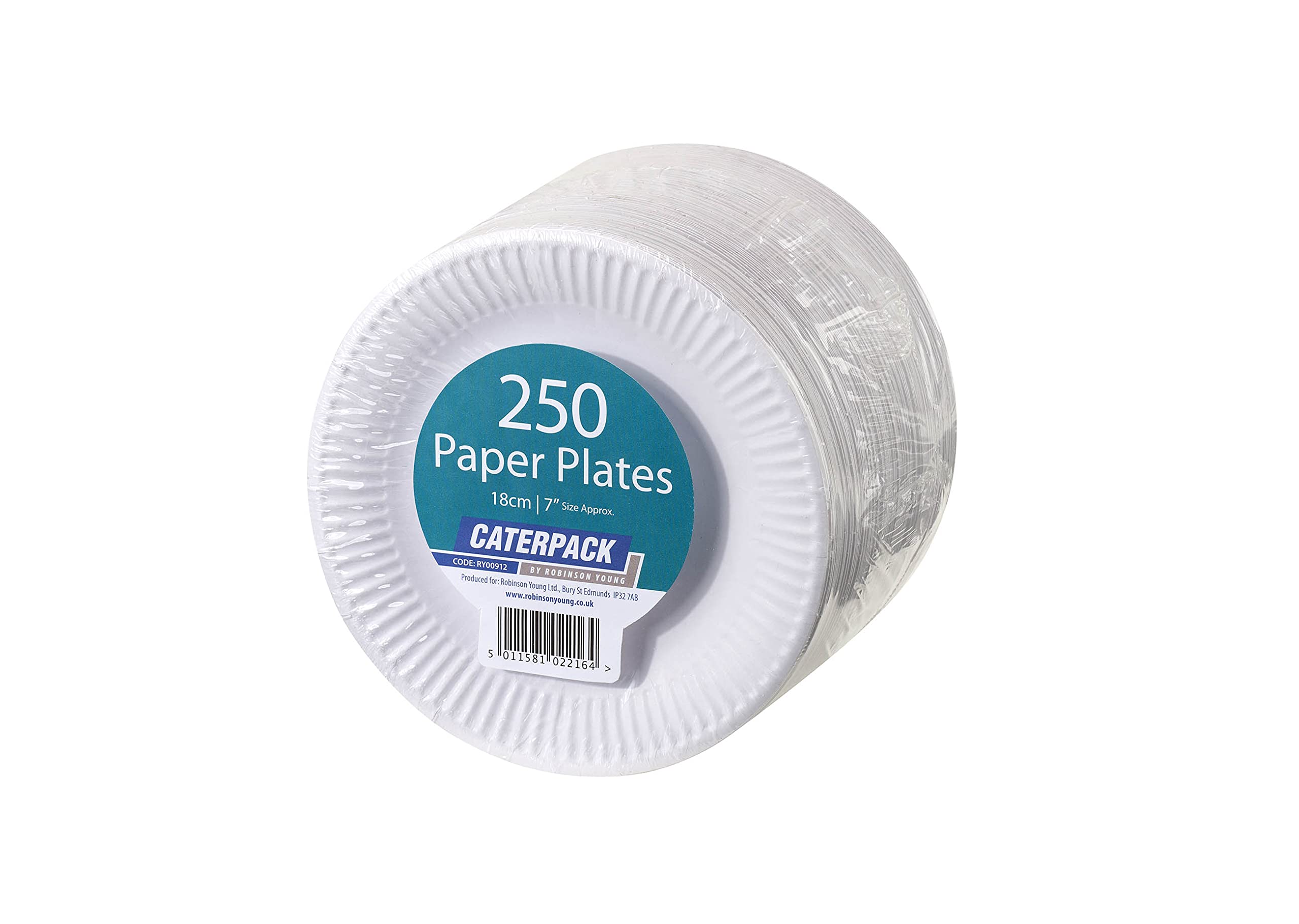 Caterpack 250 Pack White Disposable Paper Plates 18cm (7 inch), Ideal for Parties, BBQs, Buffets & Catering Events