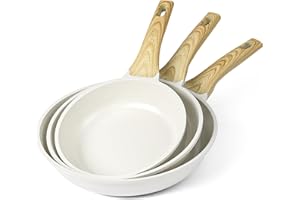 GiPP Non Stick Frying Pan Set - 9.5" 10.2" 11" Granite Nonstick Pan Skillet, Non Toxic Pans for Cooking, Omelette Pan with St