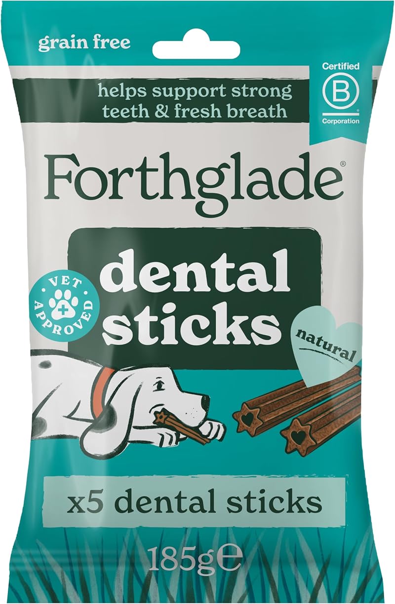 Forthglade Natural Dog Dental Sticks 10 x 185g Bags 50 Sticks Plant Based