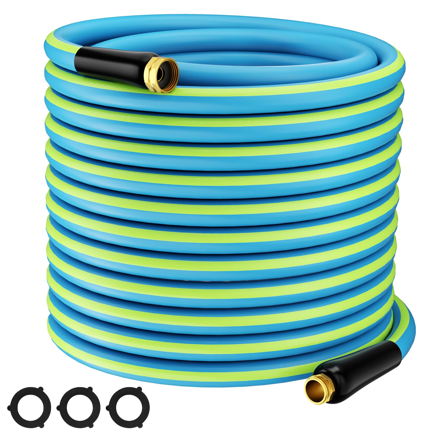 Photo 1 of Besiter Heavy Duty Garden Hose 5/8" 75FT: Flexible Rubber Water Hose - Leakproof Hose Male to Female Fittings - Durable Hose for Yard, Lawn, Car Wash, Outdoor, Watering, Green