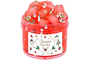 AFOFALL Red Jelly Cube Clear Slime Pack, Non-Sticky and Stretchy Crystal Clear Slime Toy, Stress Relief Toys, Birthday Party Favors for Girls Boys, Educational Toys for Kids