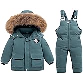BYFRI Toddler Snow Suits Boys Girls Hooded Down Jacket & Ski Bib Pants Set Baby Snowsuit Coat Infant Winter Jumpsuit 18M-4T