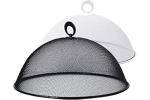 DOERDO 2PCS Metal Mesh Food Cover, Food Lid Anti Fly Bugs Mosquitoes for Outdoor, Camping, Parties, Picnics, BBQs (2 Color, 1
