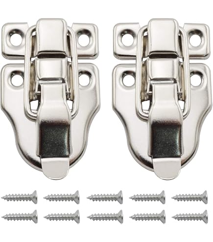 HAJXZH Vintage Toggle Hasp Latches (2 Pack) - Antique Style Metal Buckle Lock For Jewelry Box, Cabinet, Toolbox - Silver - View #7