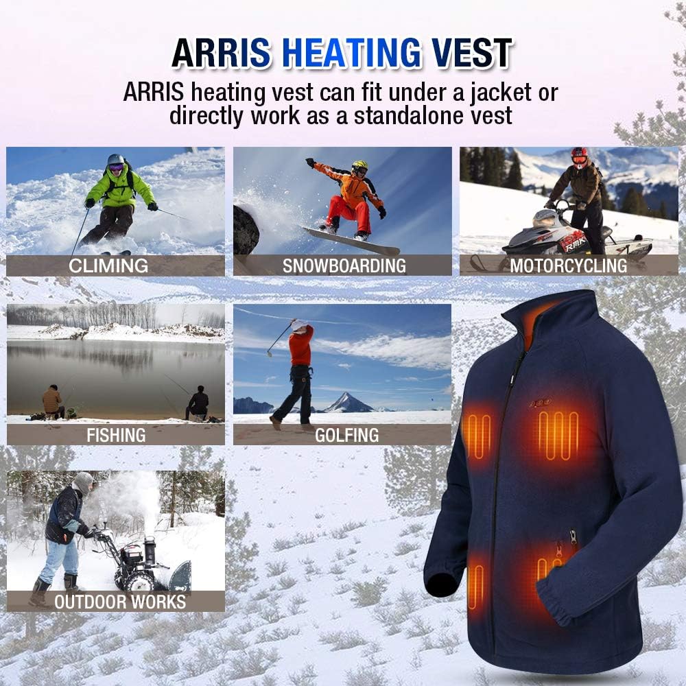 Women`s Heated Fleece Jacket with Battery, Electric Heating Coat Full Zip w/Hand Warmer + Phone Charging Function at  Women's Coats Shop