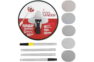 9 inch Drywall Sander Radial Sander，Radial Round Pole Sander with 25 Sanding Discs，Extension Pole + 25pcs Sanding Sheets Five