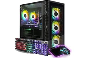STGAubron Gaming PC Desktop Computer, Radeon RX 590 8G, Intel Core i7 up to 3.9G, 32GB RAM, 1TB SSD, 600M WiFi, BT 5.0, RGB Fan x4, Windows 11 Home