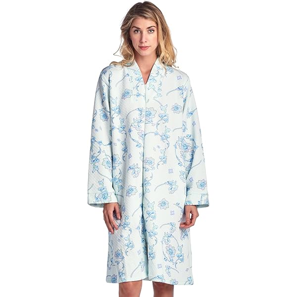 Zippered Robes Women Finance Casual Nights Women's Zip Front Woven