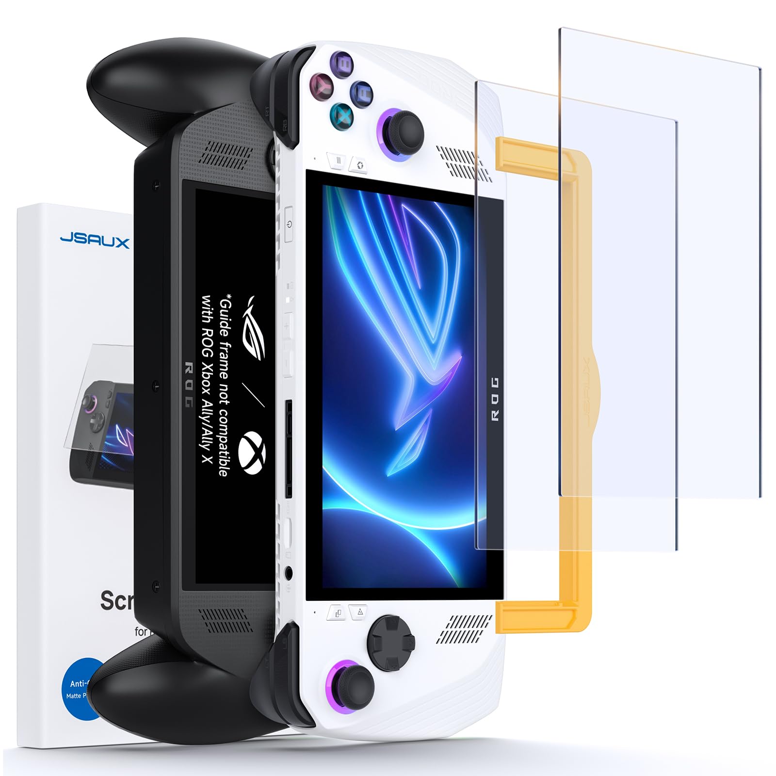 Photo 1 of ***FACTORY SEALED*** JSAUX Anti-Glare Screen Protector for ROG Xbox Ally/ROG Xbox Ally X (2025) / ROG Ally 2-Pack, Matte 9H Hardness Tempered Glass with Guide Frame, 7" Anti-Scratch Screen Protector for ASUS ROG Ally X