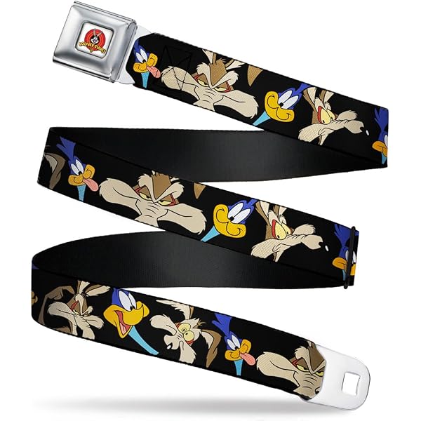 Buckle-Down Kids Looney Tunes Seatbelt Belt - Adjustable 1-Inch Wide Belt With Push-Button Buckle, Sizes 4-20, Handmade In USA