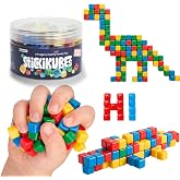 StickiKubes 125-Pack, 4 Colors, Mini Sticky Stacking Cubes, STEM Blocks | Plastic Tub for Easy Storage, Sticks to Any Surface, Non-Toxic, Ages 4+