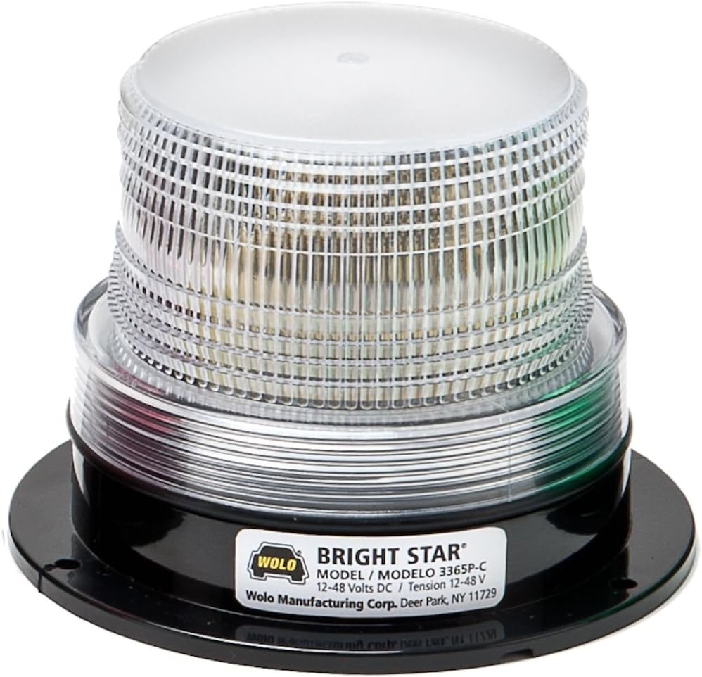 Wolo (3365P-C) Bright Star Emergency Warning Strobe Light - Clear Lens, Permanent Mount