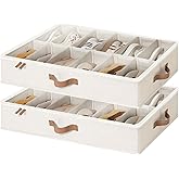 StorageWorks Shoe Organizer for Closet, Fits up to 24 Pairs, 2-Pack Ultra-thick Fabric Under Bed Shoe Storage Containers with