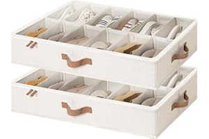 StorageWorks Under Bed Shoe Organizer for Closet, 2-Pack Ultra-thick Fabric Shoe Storage Containers with Bottom Support and A