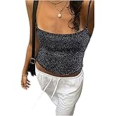 Floerns Women's Sexy Shiny Knitted Crop Cami Top Spaghetti Strap Slim Fit Shiny Sequin Night Out Camisole Top
