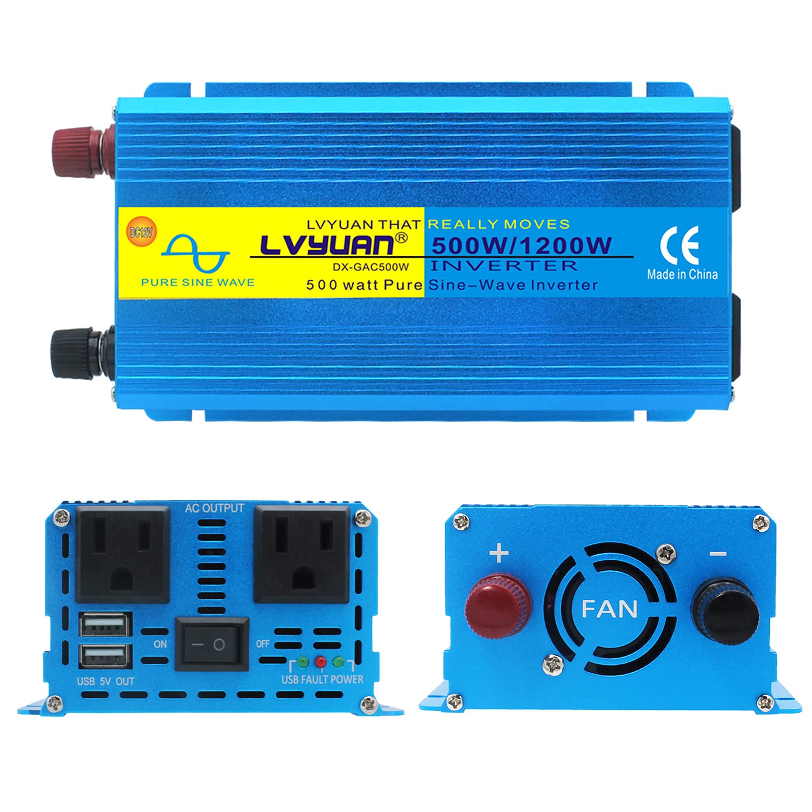 Onduleur à Onde Sinusoïdale Pure Avec Prises CA, Port USB Et USB-C Et Télécommande - 1500W