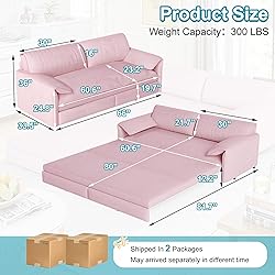 Lyngins Queen Size Sleeper Sofa Bed, 3 in 1
