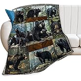 Baegopa Black Bear Blanket Wild Animal Throw Blanket Cozy Plush Fleece Flannel Bear Blankets Lightweight Fuzzy Party Gifts for Girls Boys Women Men 50"X40"