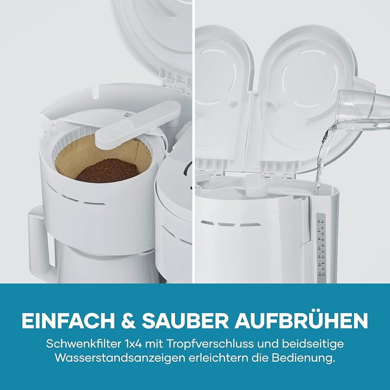Filter-Kaffeemaschine, 2 Thermokannen, bis zu 16 Tassen, 2L, weiß