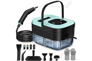 WSRYYCC Steam Cleaner, Portable Steamer for Cleaning with 15pcs Accessories, 6-Level Adjustable, 15s Heat-Up, Handheld Steam Cleaner for Home for Tile, Grease, Dirt, Grout, Car Detailing, Green