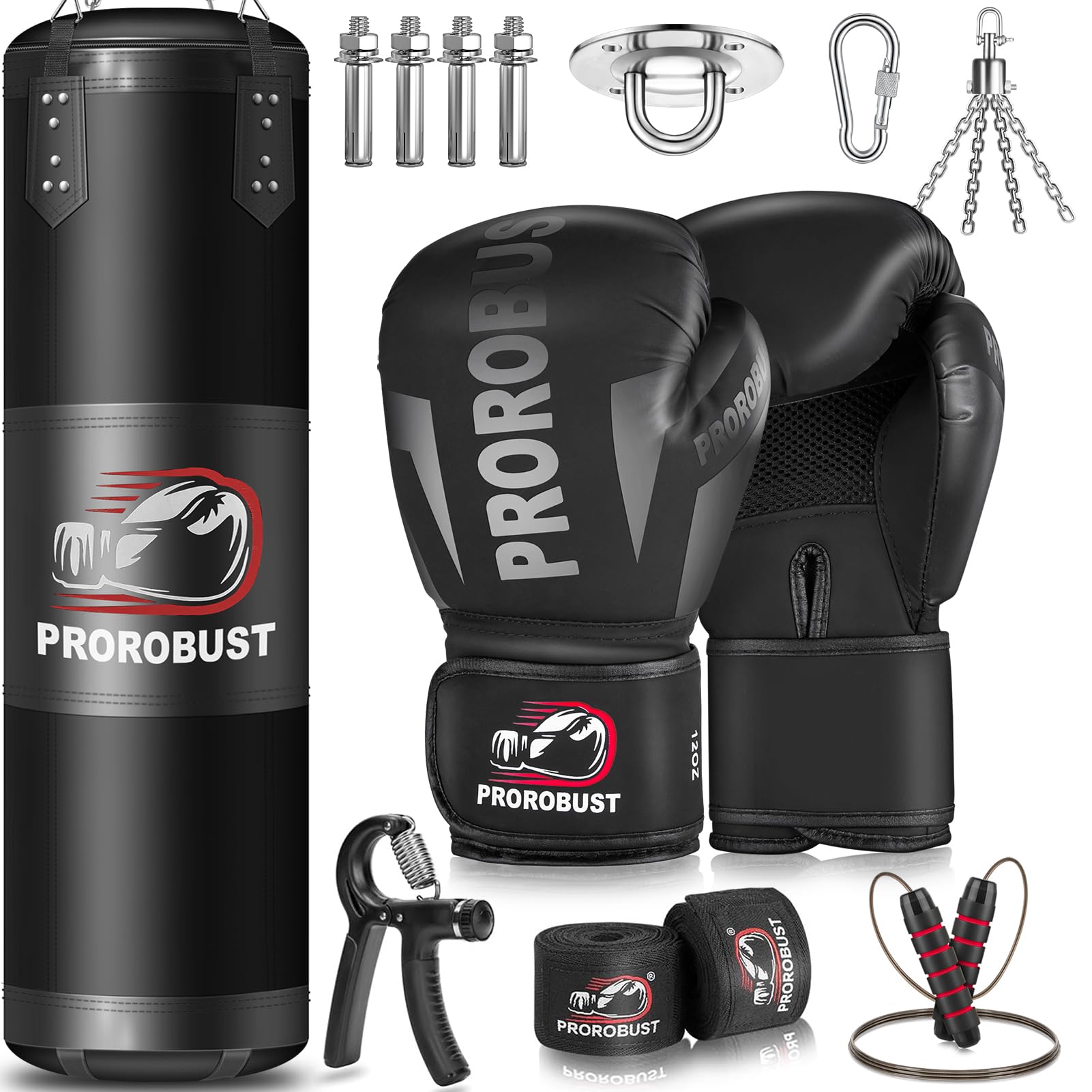 Photo 1 of Prorobust Punching Bag for Adults, 4ft Oxford Heavy Boxing Bag Set with 12oz Gloves for MMA Kickboxing Boxing Karate Home Gym Training (Unfilled)
