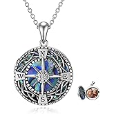 Compass Locket Necklace That Holds Pictures 925 Sterling Silver Celtic Knot Compass Necklace Graduation Gift Jewelry Gifts for Women Men